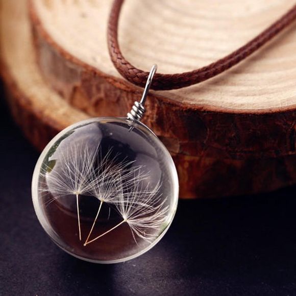 Collier à pendentif boule de glace pissenlit - Transparent 