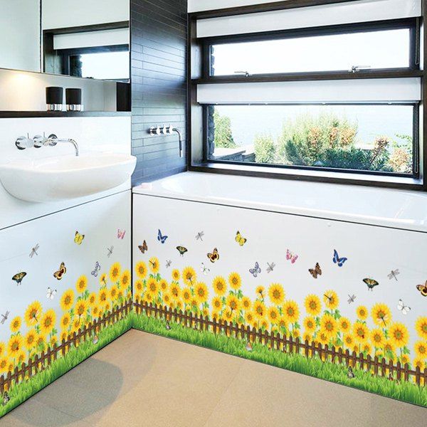 

Sunflower Living Room Skirting Line Wall Stickers, Yellow
