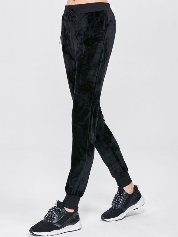 Pantalon casual en velours avec lien - Noir M