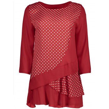 17 OFF 2024 Polka Dot Chiffon Hem Blouse In DEEP RED DressLily   1481591850993789027 