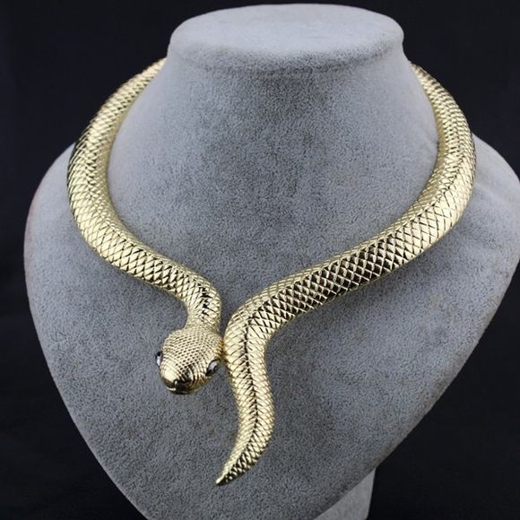 Collier en Forme de Serpent en Alliage Style Vintage - d'or 