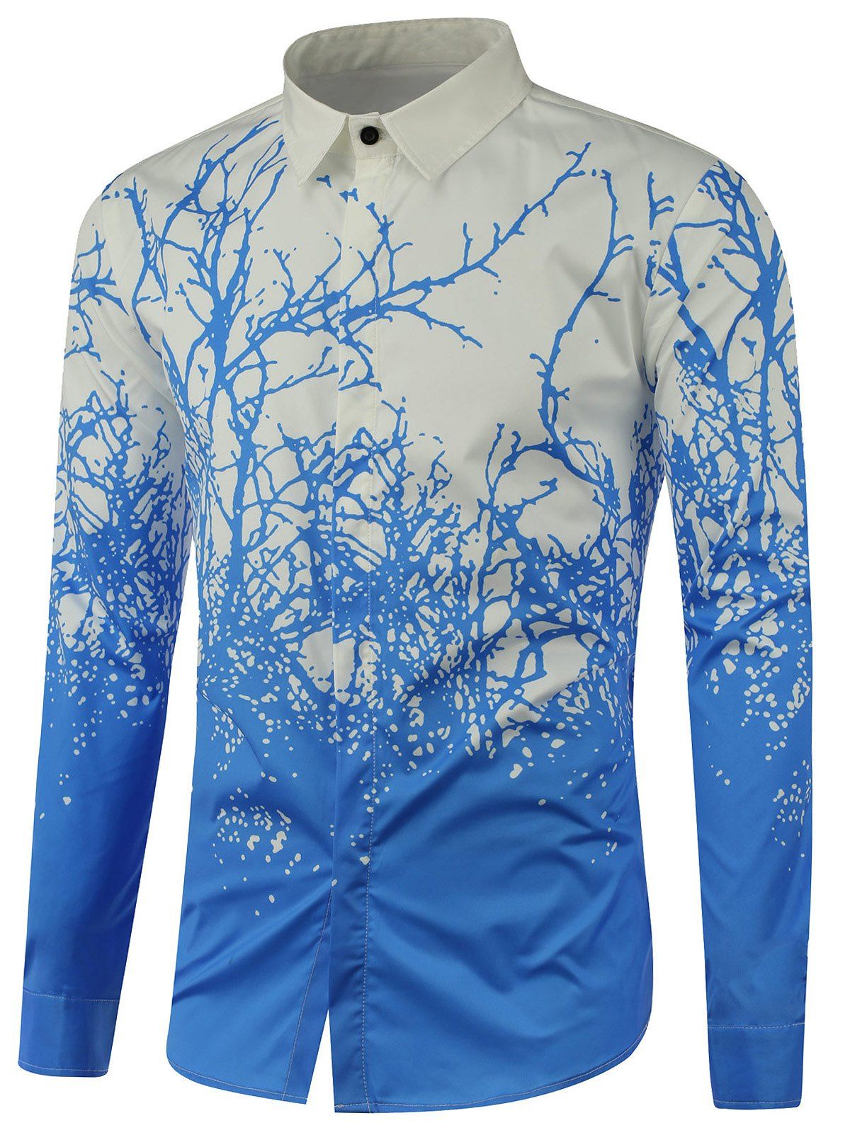 

Tree Branch Printed Long Sleeve Shirt, Blue