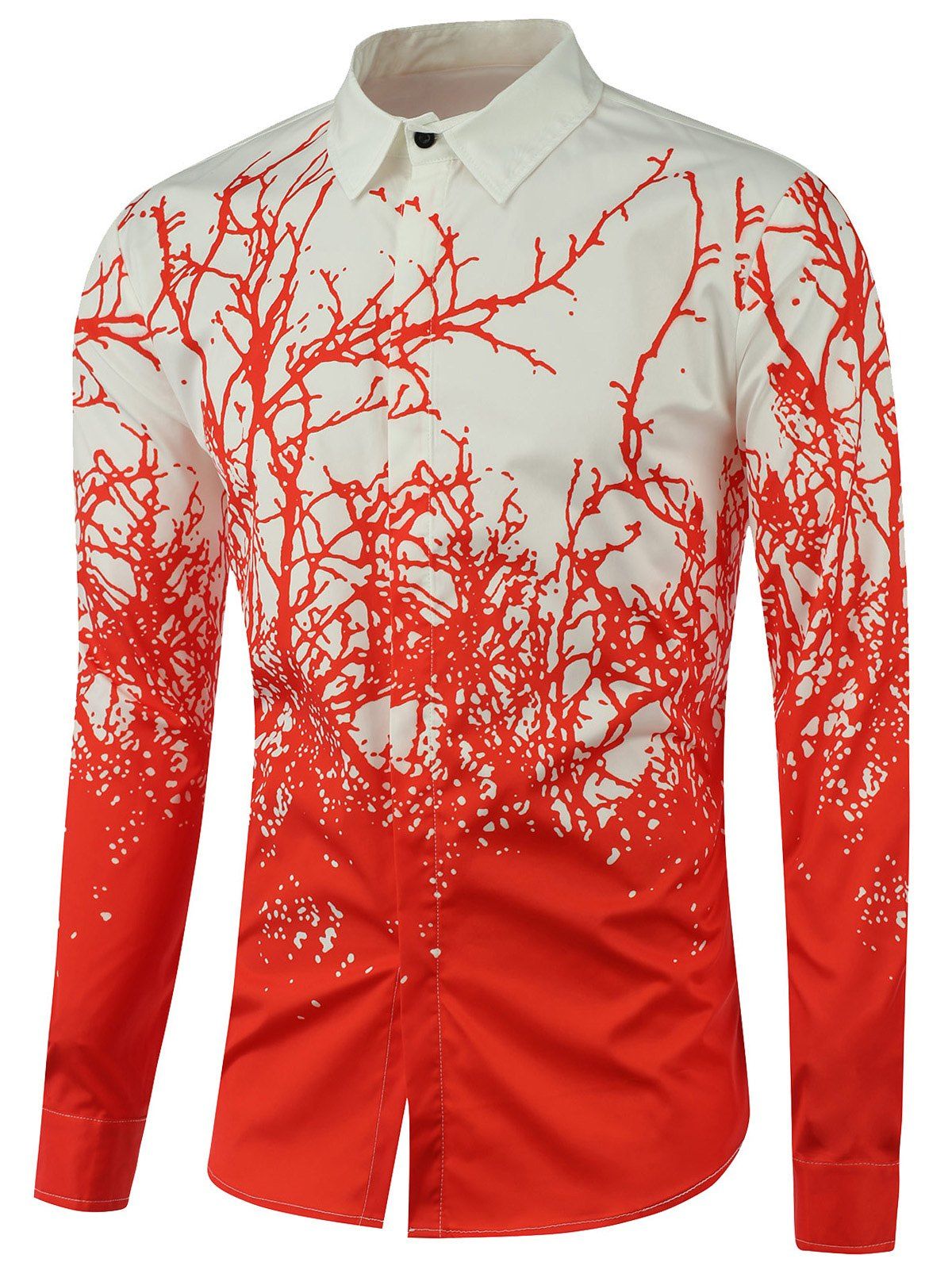 

Tree Branch Printed Long Sleeve Shirt, Red