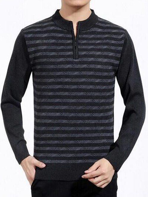 Étoffes Patterned Half Zip Up Sweater - Gris Noir L