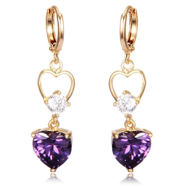 

Heart Shape Faux Crystal Drop Earrings, Purple