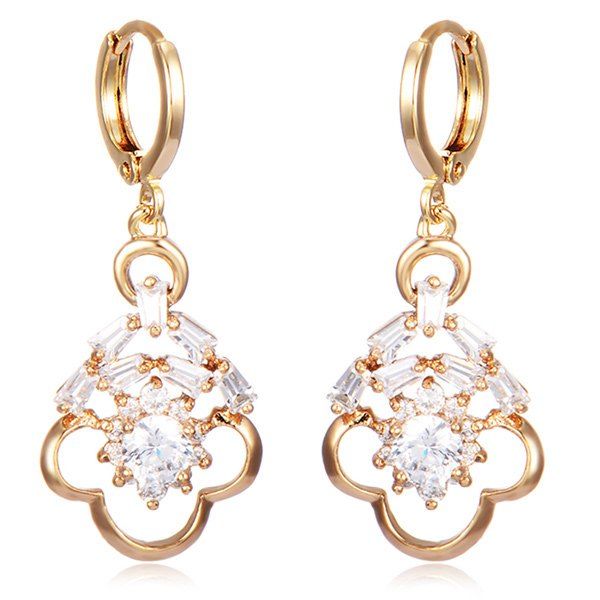 

Hollow Out Rhinestone Floral Drop Earrings, White