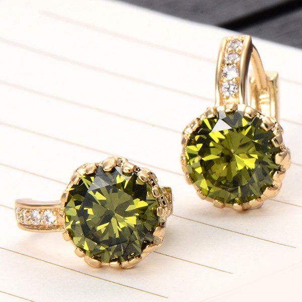 2018 Fake Gem Rhinestone Hoop Earrings GOLDEN In Earrings Online Store