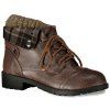 Rétro Gravure et Lace-Up Design Swaeter Bottes Pour Femmes - Brun 35