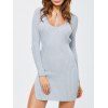 Robe moulante côtelée à fentes sur les côtés - Gris ONE SIZE