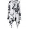 De plus T-shirt Taille Splatter Asymmetric Peinture - Blanc et Noir 2XL