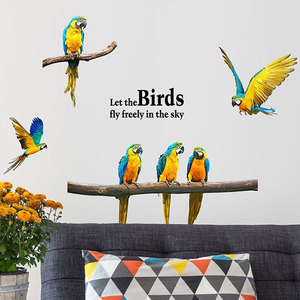 

Home Decor Parrot Bird DIY Wall Stickers, Blue and yellow