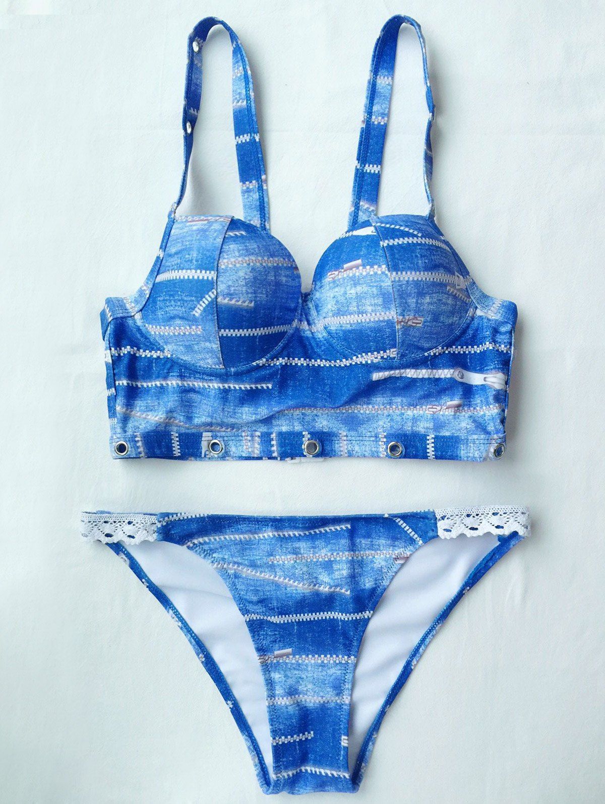 

Cami Tie-Dyed Notched Bikini Set, Blue
