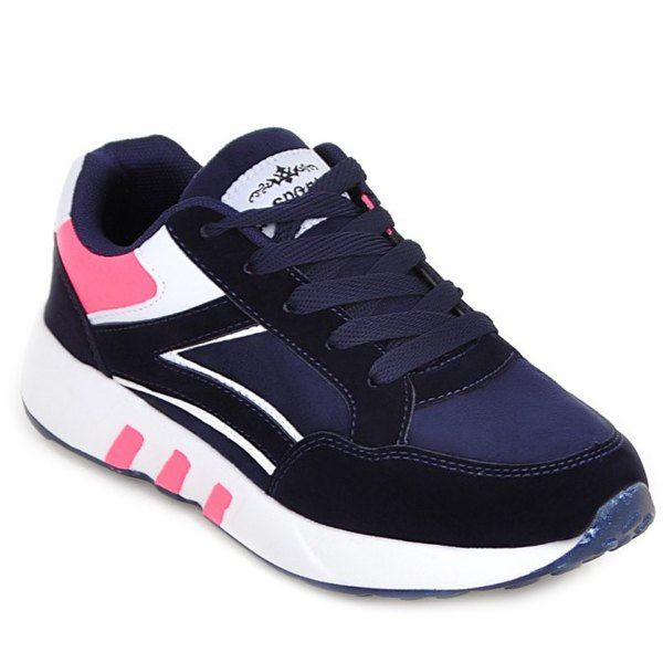 

Lace Up Color Block Athletic Shoes, Deep blue