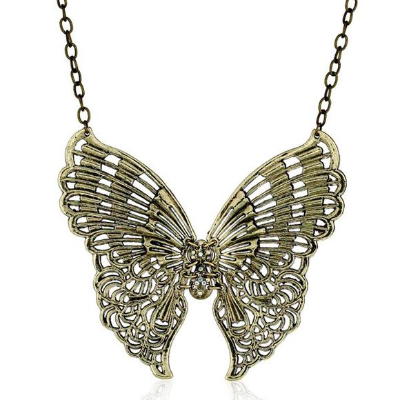 Collier avec pendentif ajouré à forme papillon - Bronze 