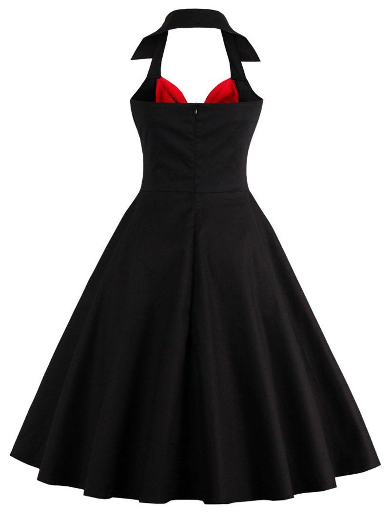 2018 Halter Corset Vintage Rockabilly Swing Dress RED/BLACK XL In