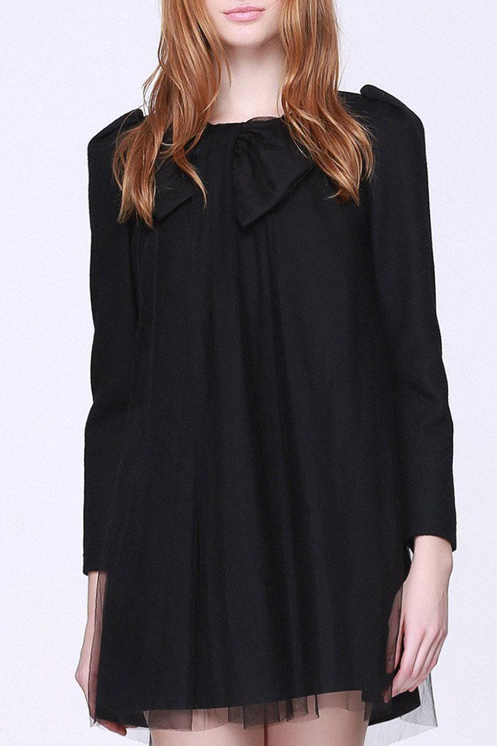 

Tulle Mini Shift Dress, Black