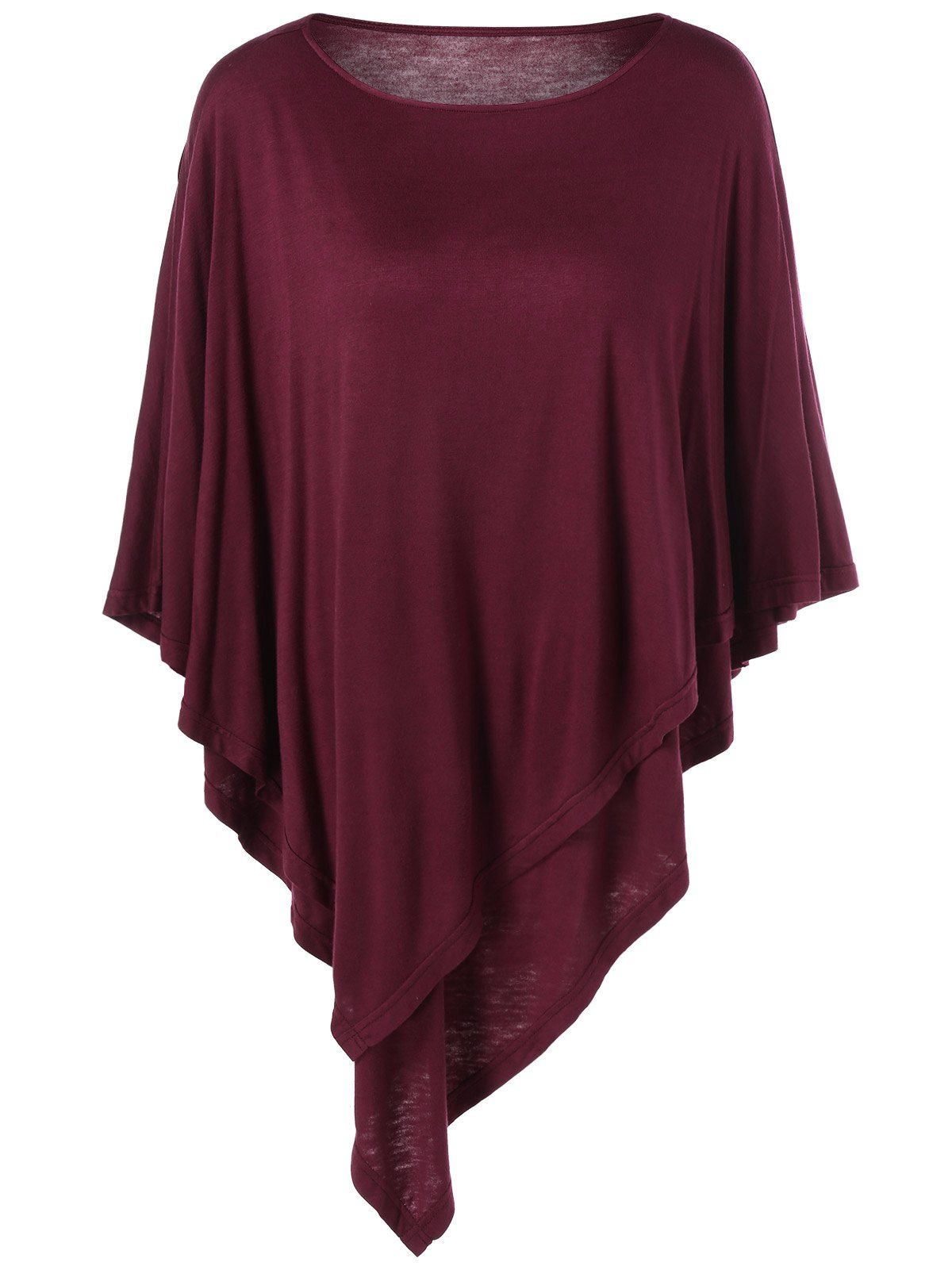 [17% OFF] 2021 Plus Size Batwing Sleeve Overlay T-Shirt In DARK RED ...