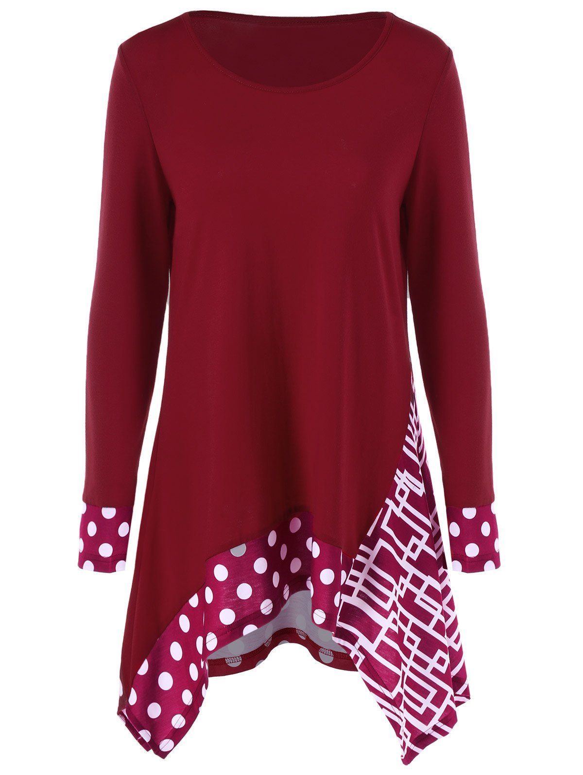 [17% OFF] 2020 Polka Dot Geometric Print Tunic T-Shirt In RED | DressLily