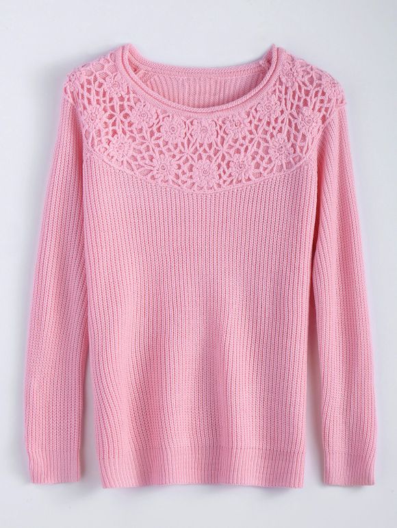Pull tricoté motif fleur - Papaye XL
