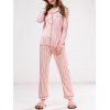 Pyjama rayé boutonné en coton - Rose M