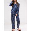 Pyjama rayé boutonné en coton - Bleu M