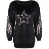 Sweat-shirt imprimé d'étoiles pailletées - Noir ONE SIZE(FIT SIZE XS TO M)