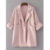 Manteau revers Drawstring manches cloche - Rose L