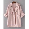 Manteau revers Drawstring manches cloche - Rose S