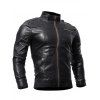 Veste de motard en faux cuir zippé solide - Noir 3XL