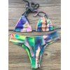 Ombre design Halter Neck Bikini Set de femmes élégantes - multicolore XL