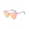 Double jantes évider Cat Eye Mirrored Lunettes de soleil - Violet Rose 