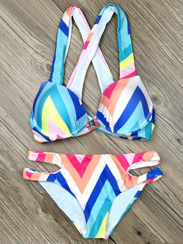 

Straps Zig Zag Cutout Bikini Set, Blue