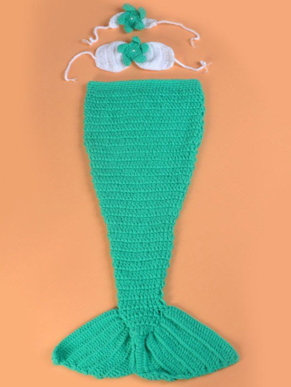 

Crochet Photography Clothes Mermaid Blanket Set For Baby, Green