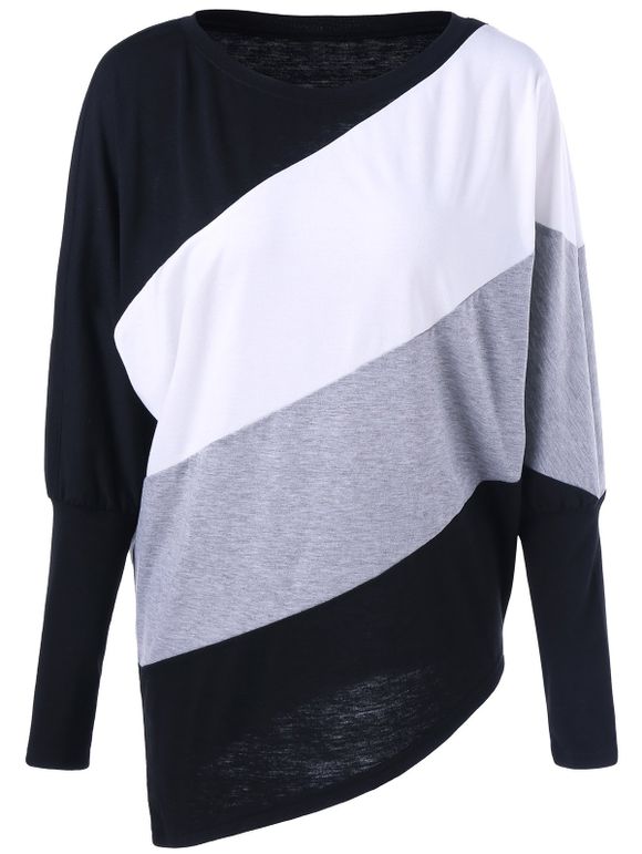 T-Shirt  asymétrique et  tunique en couleur jointive - multicolore XL