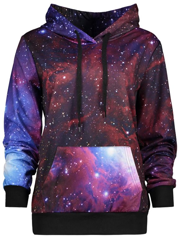 Veste à capuche imprimé de  3D galaxie avec poche de kangourou - multicolorcouleur ONE SIZE