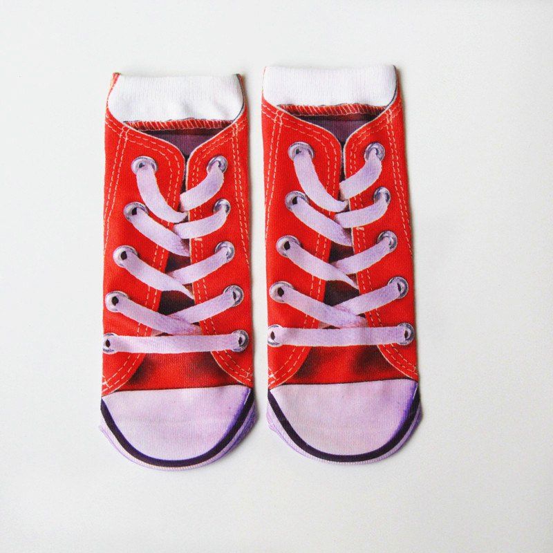 

3D Sneakers Shoes Crazy Socks, Red