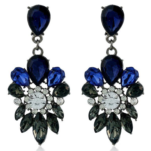 

Faux Gem Rhinestone Water Drop Earrings, Royal