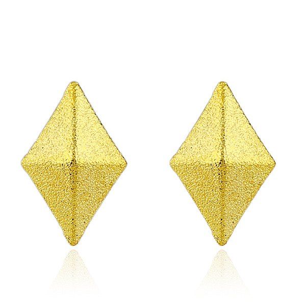 Rhombus Dull Polished Stud Earrings - GOLDEN 