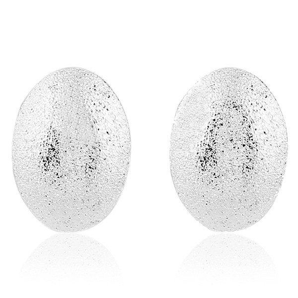 

Oval Dull Polished Stud Earrings, Silver