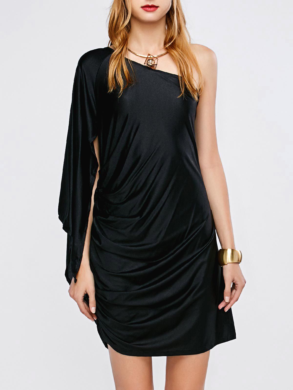 41-off-2020-one-shoulder-ruched-cape-mini-prom-dress-in-black-dresslily