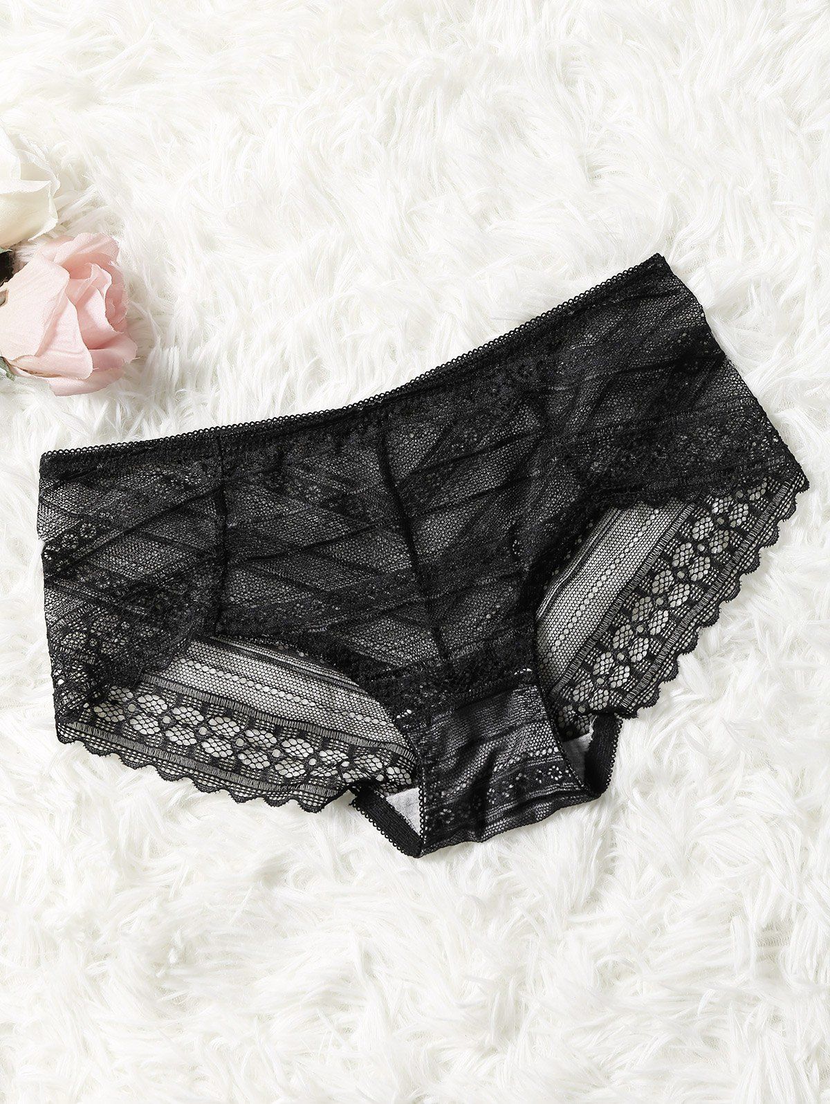 

See-Through Lace Panties, Black