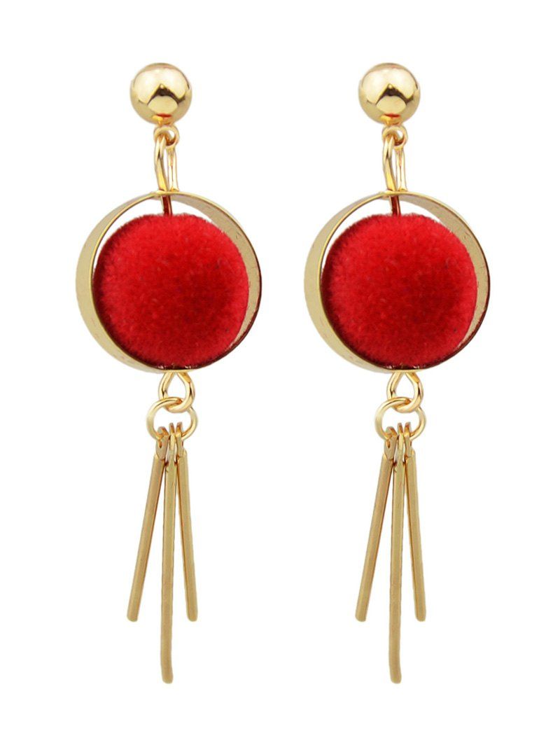 

Circle Ball Bar Earrings, Red
