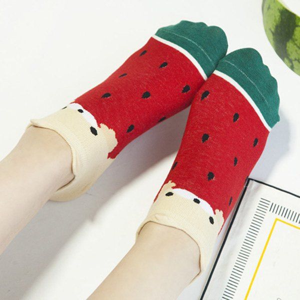 

2 Pairs of Watermelon Ankle Socks, Colormix