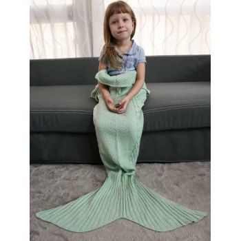 

Comfortable Crochet Knitting Mermaid Tail Style Blanket For Kids, Mint green