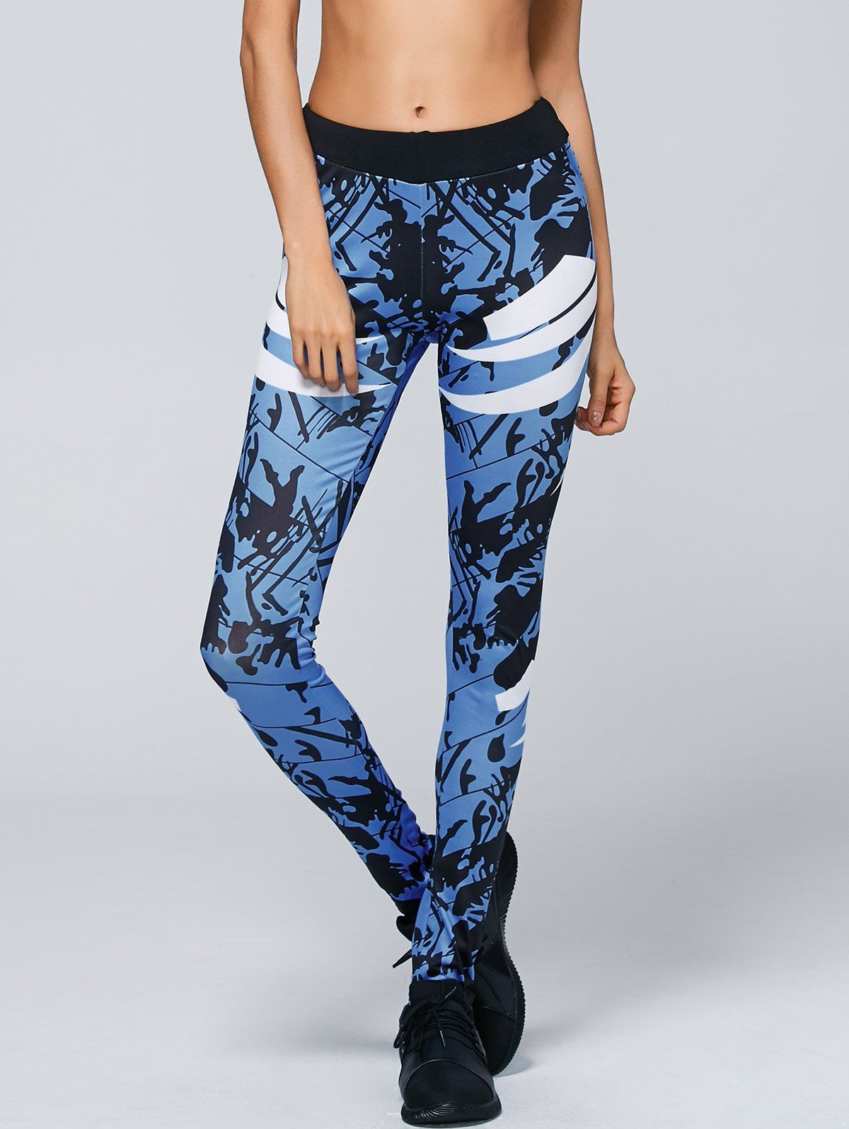 

Abstract Print Yoga Pants, Blue