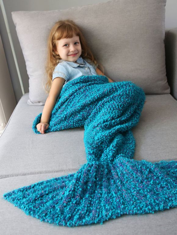 Couverture tricotée en queue de sirène pour enfants - Oasis 