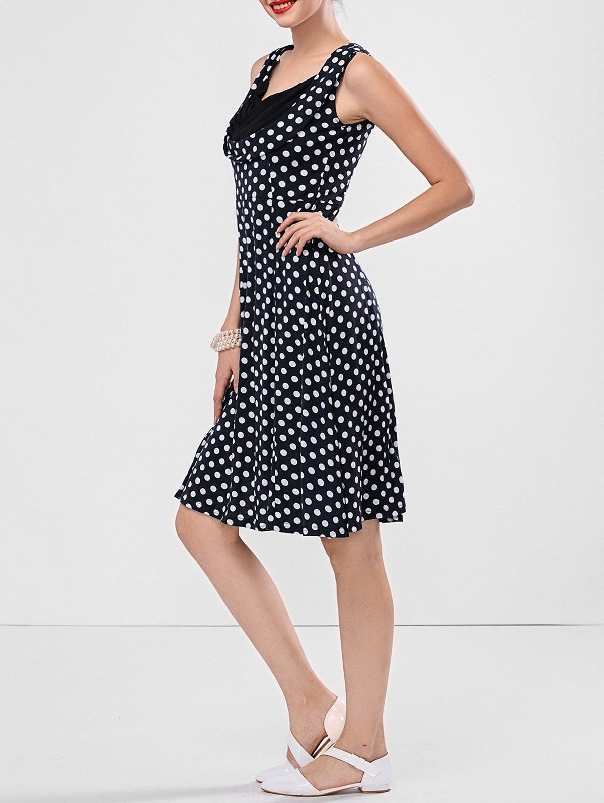 

Polka Dot Sweetheart Neck Dress, Black