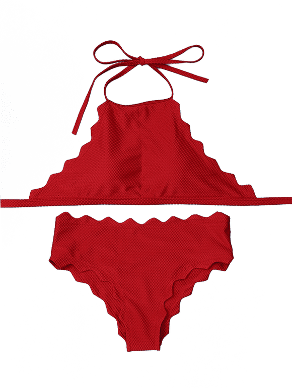 Ensemble Bikini festonné - Rouge foncé M