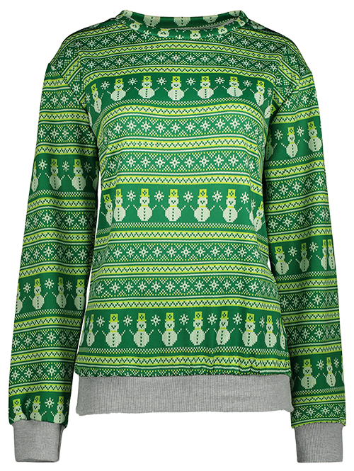 Sweat-shirt de Noël à motifs de bonhommes de neige - Vert L