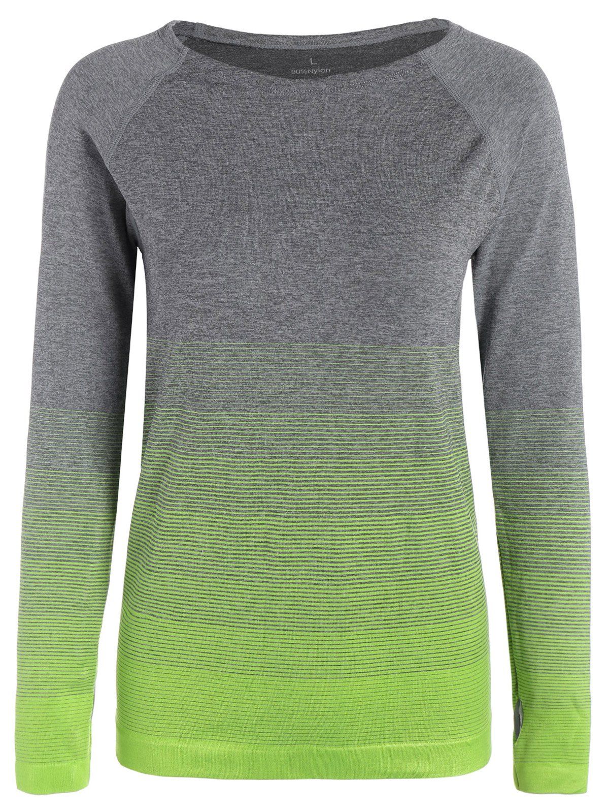 

Ombre Long Sleeve Running Gym Top With Thumb Hole, Neon green